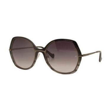 Imagem de Óculos Solar Ana Hickmann Mari 5 A21 Brilho Lente Cinza Degradê-Feminino