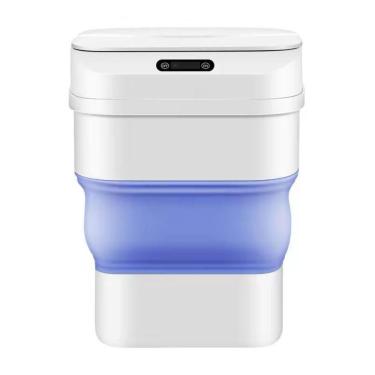 Imagem de Lixeira Automatica Sensor Smart Cesto Lixo Retratil Inteligente A Prova Agua Viagem Camping Praia Azul