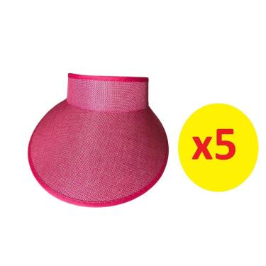 Imagem de Viseira Rosa Aba 12cm Elástico Praia Verão  5 Unidades 