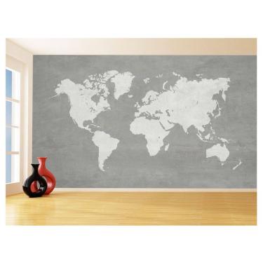 Imagem de Papel De Parede 3D Mapa Mundi Concreto Cimento 3,5M Nmu81