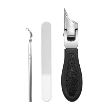 Imagem de Tesoura de unha para idosos, tesouras de unhas de corte oblíquo | Proteção contra respingos, conjunto de manicure de aço inoxidável, ferramenta de pedicure adequada para viagens para mulheres e homens