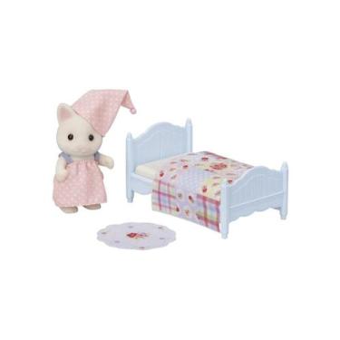 Imagem de Sylvanian Families Conjunto Cama Menina Gato Primavera Casa Bonecas - 