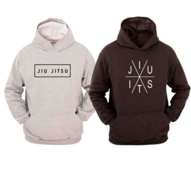 Imagem de KIT 2 Moletom Ragor Algodão Luta Jiu Jitsu Blusa Frio, GG, Preto, Cinz