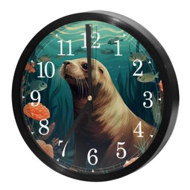 Imagem de LILINWAN Relógio de parede 24 cm sem tique-taque silencioso operado por bateria relógio de parede redondo moderno estilo simples decoração relógio para escritório/escola/quarto/sala de estar