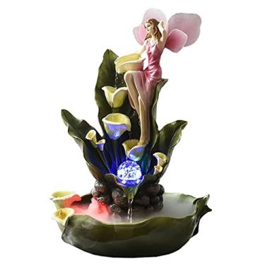 Imagem de XFNVXC Fonte decorativa para uso interno fonte de mesa água corrente anjo ornamentos decorações de sala de estar interior criativo paisagem aquática decoração desktop fonte rochoso casa