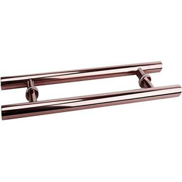 Imagem de Puxador de porta de cozinha em forma de H frente e verso para portas interiores e exteriores (50 cm/20 polegadas) de comprimento, maçaneta de porta de correr de vidro resistente com impulso e impulso