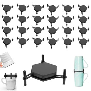 Imagem de 24 peças de porta-canecas de café, empilhável, organizador de copos de café, ajustável, empilhador, copos de cozinha, organizador de armazenamento para armário e chá, canecas de café (24 peças)