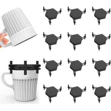 Imagem de 12 peças de porta-canecas de café, empilhável, organizador de copos de café, ajustável, empilhador, copos de cozinha, organizador de armazenamento para armário e chá, canecas de café (12 peças)