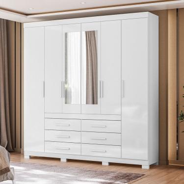 Imagem de Guarda Roupa Casal com Espelho 6 Portas 6 Gavetas e Pes Franca Moval