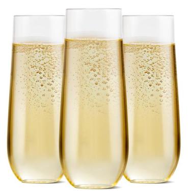 Imagem de Taças de champanhe de plástico descartáveis SUT, pacote com 48, 266 ml