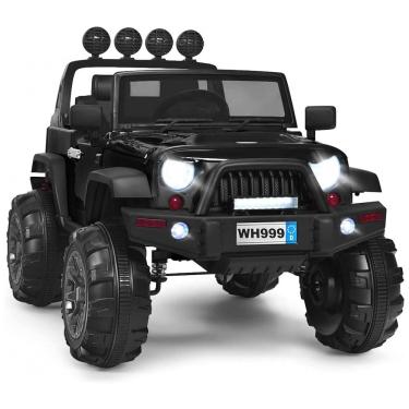 Imagem de Carro Elétrico Infantil 2 Assentos com Suspensão Mola, MP3, Luz LED, 12V, HONEY JOY, Preto