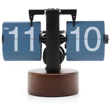 Imagem de Relógio Retro Flip com Base de Madeira de Nogueira Operado por Bateria, Itigoitie, Marrom