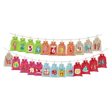 Imagem de Fancyes 24 peças de sacos de calendário de advento de Natal com clipes de madeira, suprimentos para festas, lembrancinhas, sacos de presente, bolsa de estopa, Múltiplos