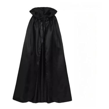 Imagem de Fantasia Capa Bruxa Halloween Com Capuz Infantil Masculino Feminina 90cm/140cm/160cm(Adulto 1,40cm)