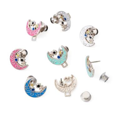 Imagem de 4 pares de botões de jeans destacáveis com lua, fecho de cintura, sem costura e sem ferramentas, botões jeans para saias e vestidos