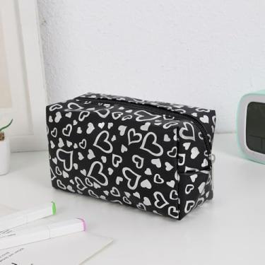 Imagem de Bolsa de maquiagem de viagem com estampa de coração, bolsa cômica de grande capacidade para mulheres, presentes personalizados para ela, impermeável, portátil, bolsa de higiene pessoal de beleza