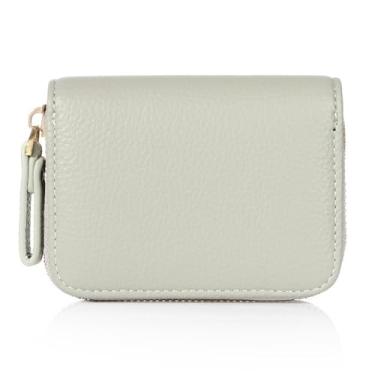 Imagem de Carteira minimalista para cartões com bloqueio de RFID e compartimentos para moedas com zíper, Branco, Tendência