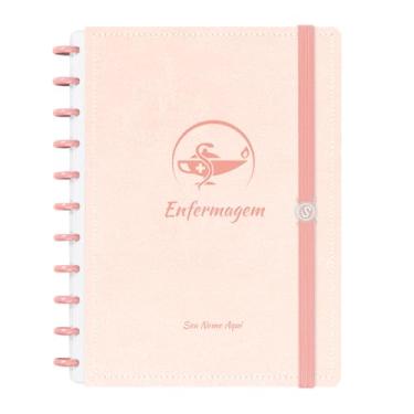 Imagem de Caderno De Disco Iscool Inteligente Personalizado 80 Folhas Profissões Couro Rosa Enfermagem Grande G