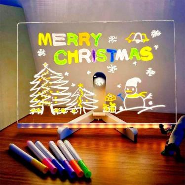 Imagem de Quadro Placa Luminária Led Com Marcador Para Desenhar Natal