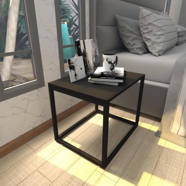 Imagem de Mesa De Cabeceira Industrial Preta Mdf Canto Quarto Mesas De Cabeceira Mesinha Cabeçeira Cabiceira