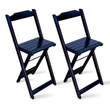 Imagem de Kit 2 Cadeiras Bistrô Dobrável Madeira Preta - Cor: Preto