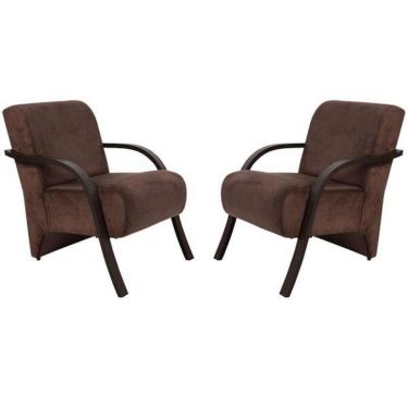 Imagem de Kit 2 Poltronas Decorativas 1 Lugar Santa Tecido Marrom