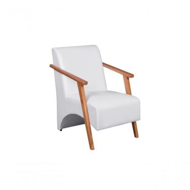 Imagem de Poltrona Venus 1 Lugar Braço Madeira Maciça Courino Unidecor Branco