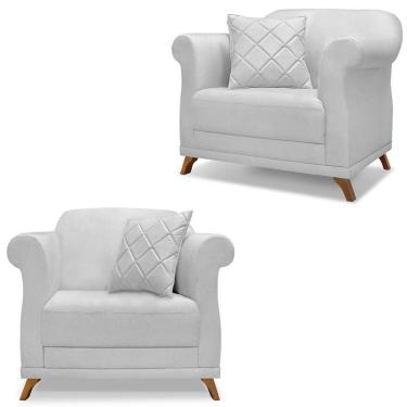 Imagem de Kit 2 Poltronas Decorativas Retro Polo Linho Grigio Ezz Grigio