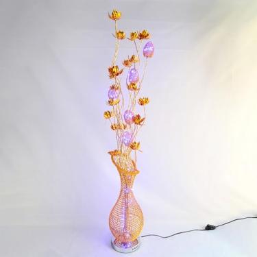 Imagem de Luminária de chão nórdica moderna com estampa floral, em alumínio, para sala de estar, sofá, quarto, casamento, com LED, originalidade e design decorativo (Estilo 23)
