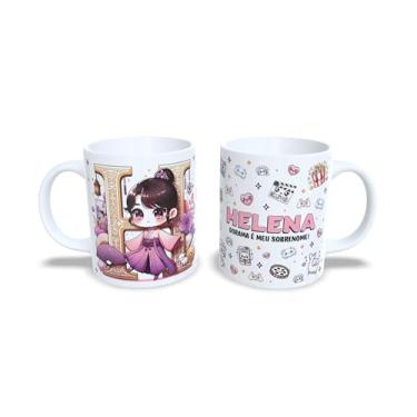 Imagem de Caneca de Cerâmica Personalizada Dorama, Branca, 325ml, com letra e nome, nome personalizável (h)