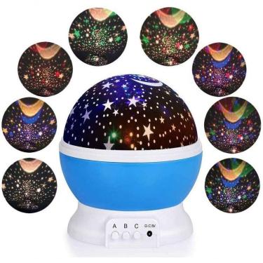 Imagem de Luminaria Abajur Rotativa Festa Criança Neon Quarto Projetor Luz Ceu Estrelas Azul