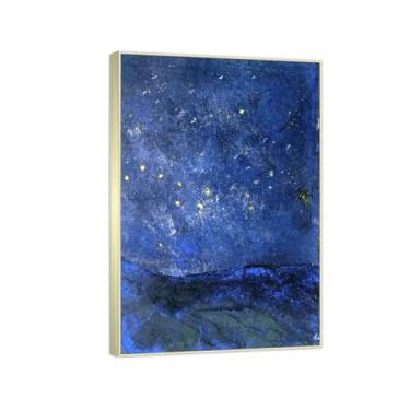 Imagem de RYLJCZ Pinturas famosas abstratas. Pôsteres e impressões de arte de Emil Nolde (céu estrelado). Reprodução em tela. Quadro decorativo para sala de estar. (50 x 75 cm (19,7 x 29,6 pol)/Molduras de