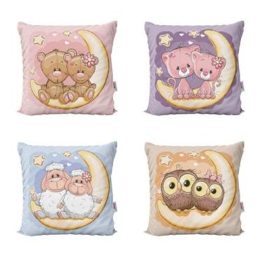 Imagem de Kit 4 Almofadas Infantil Animais Para Quarto 40X40 - Novadecora, 4, 40