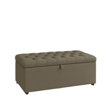 Imagem de Puff Baú Pé de Cama 90 cm Suede – Organizador de Sapatos, Brinquedos e Porta Objetos(Cinza,Tampa Captone)