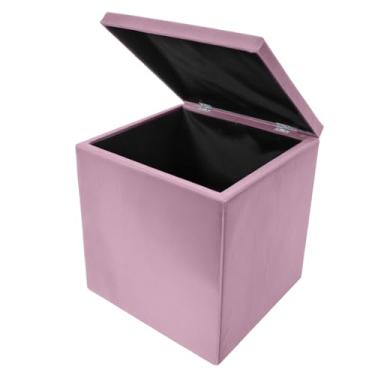 Imagem de Puff Baú Dobrável com Tampa 33x33x40cm – Caixa Organizadora Multiuso Colorida(Rosê)
