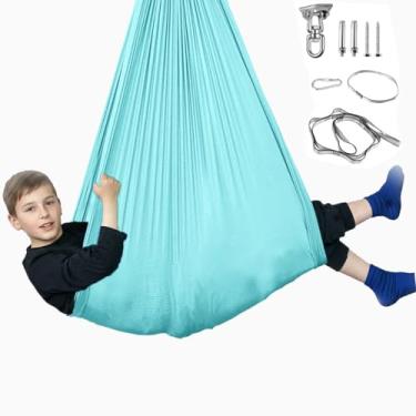 Imagem de Balanço sensorial para crianças e adultos, balanço infantil interno com kit de cabide giratório de 360° para autismo, TDAH, SPD, balanço confortável comporta até 136 kg e tem um efeito calmante em