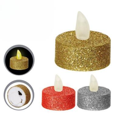Imagem de Kit 4 Vela LED Decorativa Glitter Chama Artificial Para Decoração - Ar