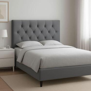 Imagem de Cabeceira De Cama Box King 195 Cm Dante Com Frame Suede Cinza