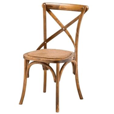 Imagem de Kit 2 Cadeiras Empilhavel Paris Katrina Cross Fratini Madeira Bétula Natural Assento Em Rattan Natural