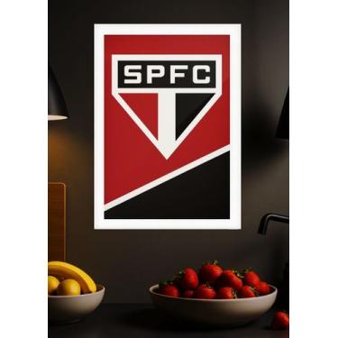 Imagem de Quadro São Paulo FC SPFC Clássico com Vidro e Moldura Branca Tamanho:2