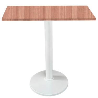 Imagem de Mesa Zeta Ferro Branco 75 Cm (alt) Disco Redondo Tampo Mdp Quadrado 80 Cm Larg X 2,50 Cm Alt Noce Nat