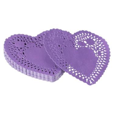 Imagem de YELARXI Doilies de papel, papel de coração, toalha de renda, descartáveis, utensílios de mesa modernos, decorativos a granel – Adequado para bolos/sobremesas/alimentos fritos grelhados assados) 10 cm