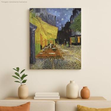 Imagem de quadro canvas van gogh o terraco do cafe a noite arte em tela pintura impressionista 60x40 cm decoracao para parede