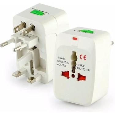 Imagem de KIT 2 Adaptador Universal Tomada para Viagem Internacional + de 150 Países Bivolt Branco (Estados Unidos, Inglaterra, Japão, Australia, Argentina, Chile, Europa)