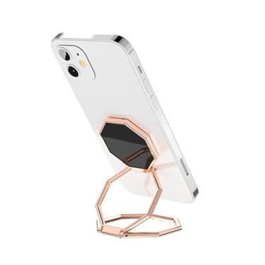 Imagem de Suporte de anel de telefone, clipe traseiro de metal giratório de 360°, suporte de telefone dobrável, suportes ajustáveis, compatível com a maioria dos smartphones (ouro rosa)