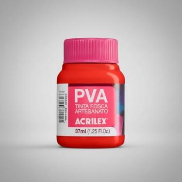 Imagem de Tinta PVA Fosca Acrilex Vermelho Fogo 507 37ml para Madeira MDF Gesso Cerâmica Isopor Papel Alta Cobertura Secagem Rápida Artesanato