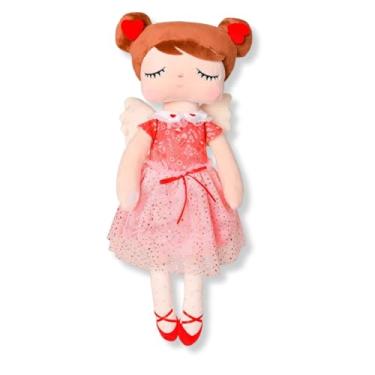 Imagem de Boneca Angela Fada Mia com Caixa, 33 cm, Vestido Brilhante, Asas Delicadas, Poliéster, Mini Pelúcia Removível