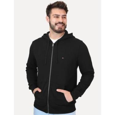 Imagem de Moletom Tommy Hilfiger Masculino Flag Logo Zip-Through Hoody Preta-Masculino