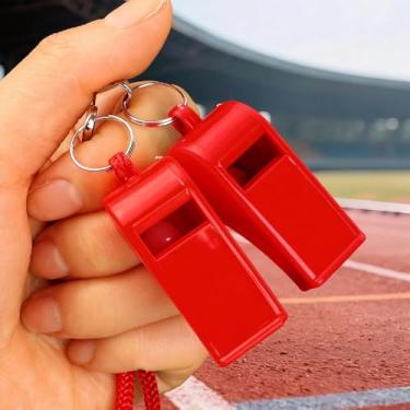 Imagem de Apito de árbitro de competições esportivas profissionais com cordão para uso ao ar livre alto decibel portátil apito de sinal de resgate (vermelho)