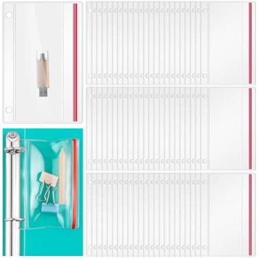 Imagem de Affrolling Pacote com 100 unidades de suporte de flash drive para 3 fichários de anel, estojo com zíper, plástico de vinil, bolsos para fichário, suporte USB, organizador de armazenamento à prova